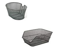 Cesto Cestino Anteriore + Posteriore in ferro Compreso Di Piastre Di Fissaggio Per Bicicletta - Colore Nero