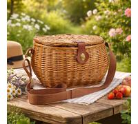 Cesto cestino Peter in Vimini raccolta funghi con Coperchio 34 x 25 x h 23 cm