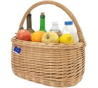 Cesto classico in vimini con manico 39x26x39 cm - capiente e leggero 0,6 kg - fatto a mano - cestino da picnic, raccolta di funghi, giardino - marrone chiaro - monocromatico