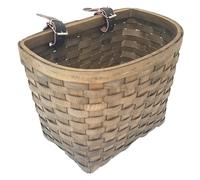 Cesto Classico Intrecciato In Legno Sunlite Con Cinghie In Pelle - Marrone Scuro