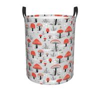 Cesto con stampa di funghi e cartoni animati con manici circolari per un facile spostamento, cesto per vestiti sporchi personalizzato