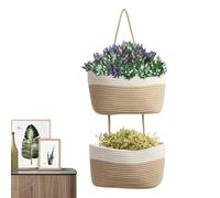 Cesto da appendere sopra la porta, organizer da parete in corda | cotone,Cesti per verdure sospesi a 2 livelli per la cucina | Cesto appeso sopra la porta per camera da letto,