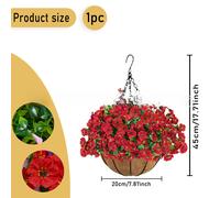 Cesto da Appendere Viola con Fiori Artificiali per Uso Interno Esterno Facile da