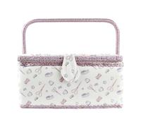 Cesto da cucito - Multi scomparti con manico e vassoio estraibile, organizer per kit da cucire, per ferri da rammendo all'uncinetto, artigianato da donna, casa