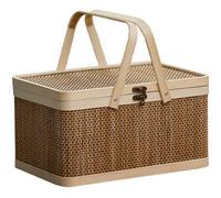 Cesto da Picnic In Bambù con Coperchio Cestino Porta Pane per Snack Portati1807
