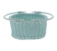 Cesto da Picnic Intrecciato a Mano in PP Blu Manico | Stile Rustico Vintage, Leggero e Resistente alle Crepe, per Mercati Contadini, Escursioni e Oggetti Vari
