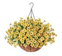 Cesto decorativo per fiori fai da te con viola di seta e mezza palla d'erba per una facile installazione in soggiorno, camera da letto, ingresso display (A043-13)