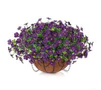 Cesto decorativo per fiori fai da te con viola di seta e mezza palla d'erba per una facile installazione in soggiorno, camera da letto, ingresso display (A043-9)