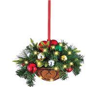 Cesto decorativo sospeso in legno, pre-illuminato, decorazione natalizia artificiale, decorazione e appendiabiti, mini decorazioni natalizie, palline, colori (A, taglia unica) Durability