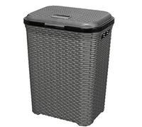 Cesto della biancheria 65L - Spedizione 24h - con manici e coperchio - Pongotodo in rattan in plastica dura. Secchio per ferro da stiro, stoccaggio di prodotti, giocattoli, strumenti o multiuso.