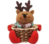 Cesto di Babbo Natale in tessuto di legno, rosso e bianco (alce)
