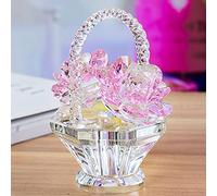 Cesto di fiori con rose di cristallo, statuetta per vaso di rose di Cyrstal, cesto di fiori in cristallo, decorazione per la casa, decorazione da tavolo, centrotavola (rosa)
