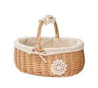 Cesto di fiori di vimini in rattan, cesti di fiori di nozze Cesto di salice intrecciato a mano con manici Uova intrecciate Cestino da picnic di caramelle Cestino per la decorazione del giardino casa