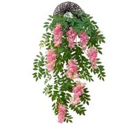 Cesto di fiori in seta floccato a tre rami per otto per teste per uso soffitto o