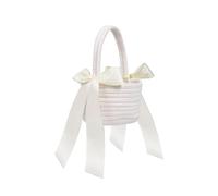 Cesto di fiori per matrimonio, in cotone, con manico e nastri per petali