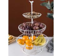 Cesto di frutta a 3 livelli per piano di lavoro della cucina, cestino per pane staccabile, organizer per verdure e snack