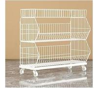 Cesto di Frutta E Verdura, Carrello Impilabile in Filo Metallico Scaffale Promozionale per Supermercati Espositore Multistrato per Farmacia per Cucina per Ufficio A Casa, White, 60x45x80cm