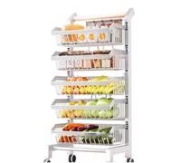 Cesto di frutta in metallo con ruote, scaffale per verdure a 3 livelli per organizzare la cucina, carrello portaoggetti in filo metallico per patate e cipolle
