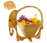Cesto di frutta pieghevole vassoio di frutta in bambù cesto di verdure a forma di elefante portafrutta con manico di secca per feste di Natale