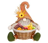 Cesto di frutta spaventapasseri - Base in paglia intrecciata a mano con graziosa decorazione per bambole, ciotola per esposizione autunnale, centrotavola rustico creativo, decorazione per le vacanze e