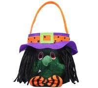 Cesto di Halloween con ricamo con cappuccio di caramelle portatili con pappelle con pattern witch simpatico scherzo o culo per le forniture di favore della festa di Halloween, cestini di caramelle