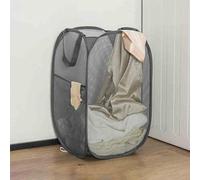 Cesto di Lavanderia a Maglie, cestini di Lavanderia Pieghevole, Cesto di Lavanderia Pop -up con Tasche Laterali con Manici, Anti lacrima, Leggera Traspirante, per Lavanderia, Bagno (Grigio)