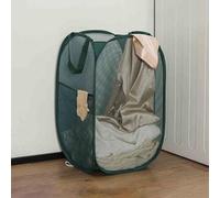 Cesto di Lavanderia a Mesh, cestini di Lavanderia Pieghevole, Cesto di Lavanderia Pop -up con Tasche Laterali con Manici, Anti lacrima, Leggera Traspirante, per Lavanderia, Bagno (Verde)