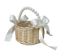 Cesto di matrimonio | Cesto di damigella d'onore con manico di perle | Consegnato a mano cesto di damigella d'onore per amanti del libero e delle disposizioni creative