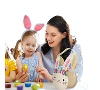 Cesto di Pasqua pieno di uova di Pasqua - cestino pasquale con orecchie da coniglio per ragazzi e ragazze | Borsa per la spesa a forma di coniglio, uova