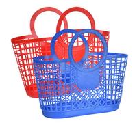 Cesto di plastica, 2 cestini da giardino scavati, capacità, contenitore portatile per doccia con maniglia per cucina, bagno, dormitorio, dispensa.