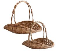 Cesto di Raccolta, Cestino di Vimini con Manico da 2 Pezzi Cestino da Giardino per la Raccolta di Verdure Naturale Cesto di Fiori di Vimini Portatile Cestino da Raccolta Portatile Cesto Multiuso per
