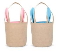 Cesto di stoffa pasquale, cesto di orecchie da coniglio, 2 cesti di orecchie da coniglio pasquale, borsa di tela Cesto di uova di Pasqua, blu e rosa, per il riempimento di caramelle all'uovo di Pasqua