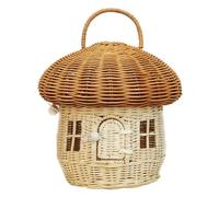 Cesto di vimini fatto a mano, in rattan, decorazione per desktop, portaoggetti, oggetti di scena fotografici, grande cestino per funghi