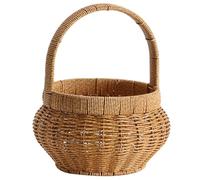 Cesto Fiori Intrecciato - Ceste Portatili Intrecciate con Manici per Servire e Conservare - Cesto Decorativo Rotondo Effetto per Servire - Per Cucina Dispensa Picnic Snack Contatore