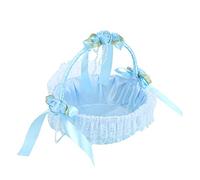 Cesto Fiori Pizzo Sposa Portatile Contenitore Caramelle Forniture Cerimonie Feste Fiocco Matrimoni Ragazza Fiori Cerimonie Nuziali(Blu)
