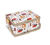 Cesto for attrezzi in tessuto artigianale, cestino for filo, abbigliamento e forniture for cucire, scatola di immagazzinaggio for la casa con divisorio in plastica Per Aghi Filo(StyleB)