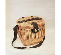 CESTO FUNGHI BAULETTO VIMINI STRETTO E ALTO CON TRACOLLA TESSUTO