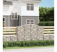 Cesto Gabbione ad Arco 200x50x140/160 cm Ferro Zincato, Decorative Garden Barrier, Windproof & Sound Absorbing, Heavy Duty Galvanized Steel Mesh Basket for Landscaping, Patio & Yard