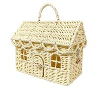 Cesto In Contenitore A Forma Di Casa In Finto Rattan Con Coperchio