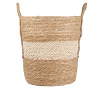 Cesto in fibra vegetale color cammello, écru e naturale