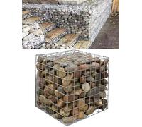 Cesto in gabbione con coperchio | Gabbia in gabbione con cesto in pietra | Gabbia in rete metallica for muri in pietra e roccia zincata | Muro di contenimento in gabbione for esterni(19.7x19.7x39.4in)