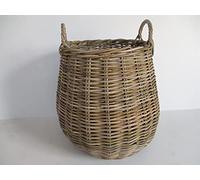 Cesto in Giunco Grey con Manici - 55x55 cm - Porta Biancheria, Porta Legna, Portaoggetti - Intrecciato a Mano