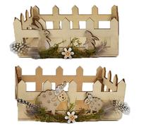 Cesto in legno con agnello coniglio portauova set2 cestino centrotavola pasqua
