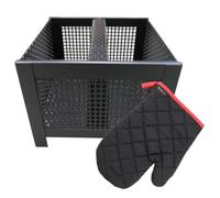 Cesto in pellet, 24 x 24 x 18 cm, rettangolare e guanto