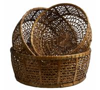 Cesto In Rattan E Bambù, Unicità Decorative Fatte A Mano Cesto Intrecciato