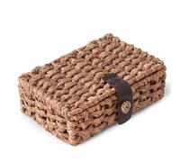 Cesto in Vimini con Coperchio, Cesta in Vimini Intrecciata in Giacinto d'Acqua per Scaffale, Tavolino da Caffè, Tavolo a Console, Arredamento Casa (Grande)