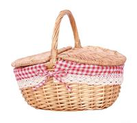 Cesto in vimini con impugnatura comoda e motivo decorativo intrecciato, adatto per interni ed esterni (K)