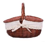 Cesto in vimini con impugnatura comoda e motivo decorativo intrecciato, adatto per interni ed esterni (B)