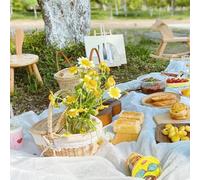 Cesto in vimini con impugnatura comoda e motivo decorativo intrecciato, adatto per interni ed esterni (C)