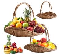 Cesto in vimini con manico 2 pezzi, cesto per raccolta da giardino naturale